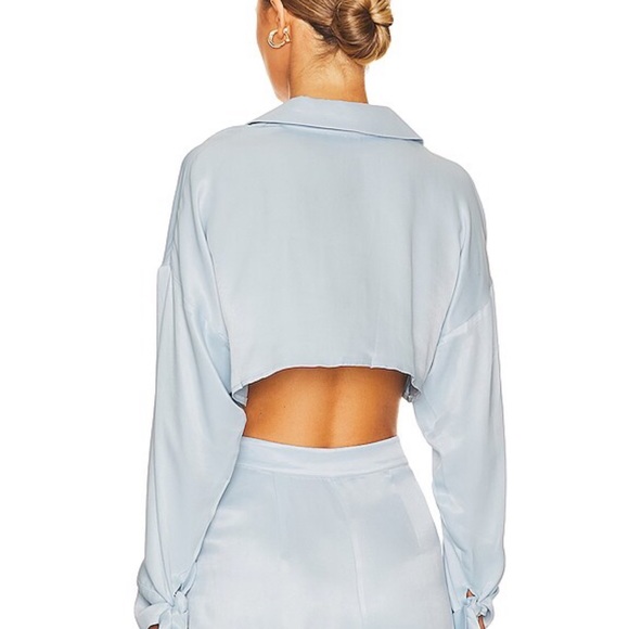 baby blue silk crop top - Picture 2 of 3